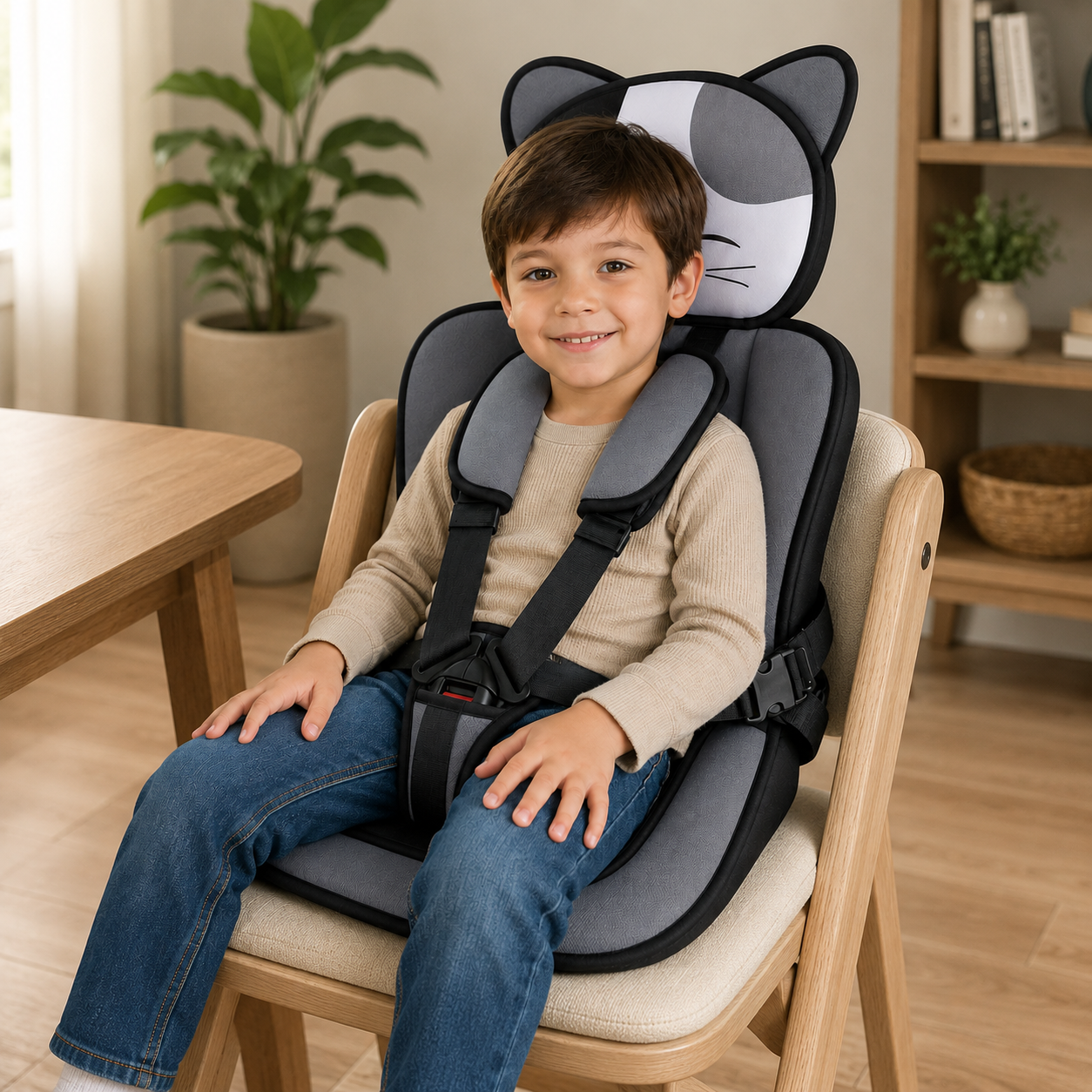 Cute Cat Kids Seat Cushion with Adjustable Straps - Image 2