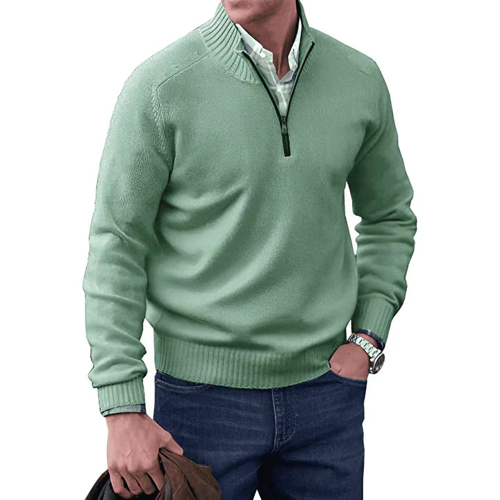 Men's Classic Long Sleeves Quarter Zipper Up Sweater