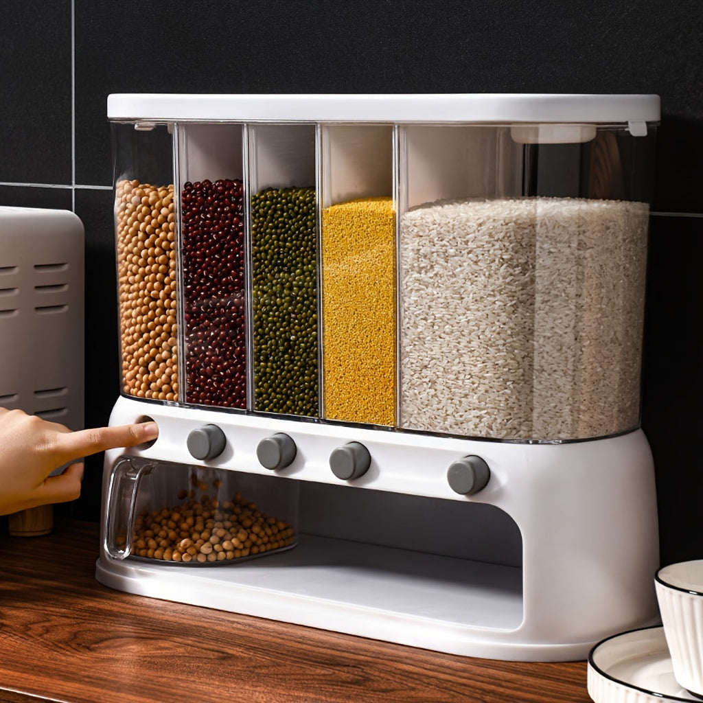 Airtight Grain Storage Container Multi Compartment Pantry Organizer Dry Food Dispenser - Image 3