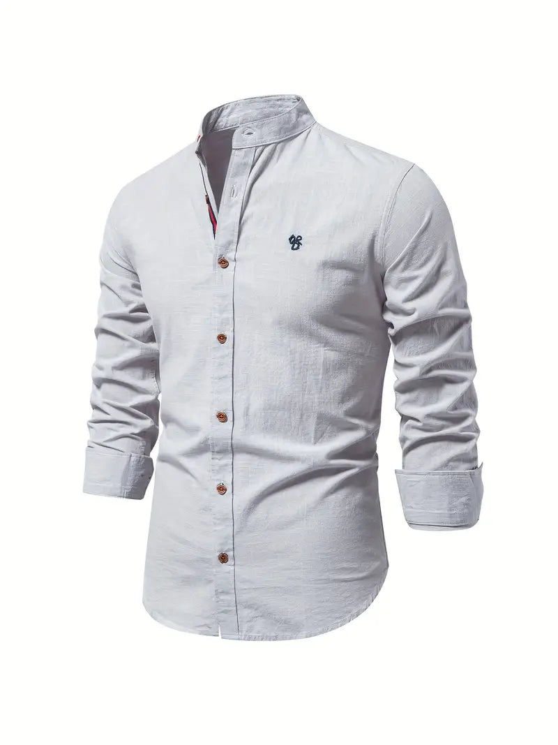 Casual Buttons Shirt with Stand-aup Collar