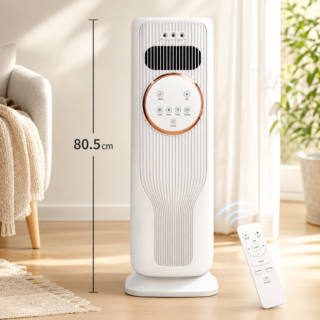 Cold, Warm Air Conditioning Fan 4-in-1 Portable Air Cooler, Heater, Humidifier & Blower