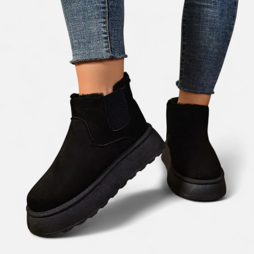 Women’s Timeless Short Plush Platform Chelsea Warm Ankle Boots