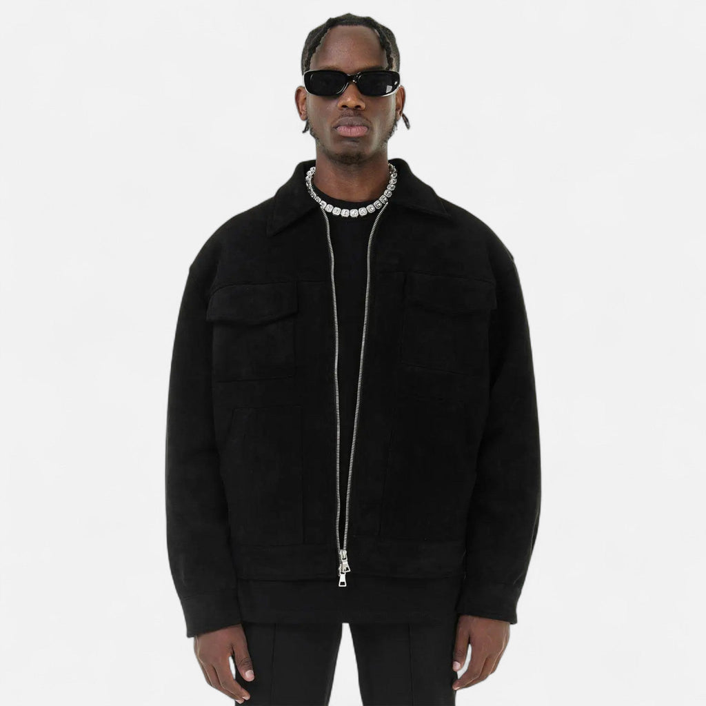Men’s Refined Street-inspired Loose-Fit Suede Jacket