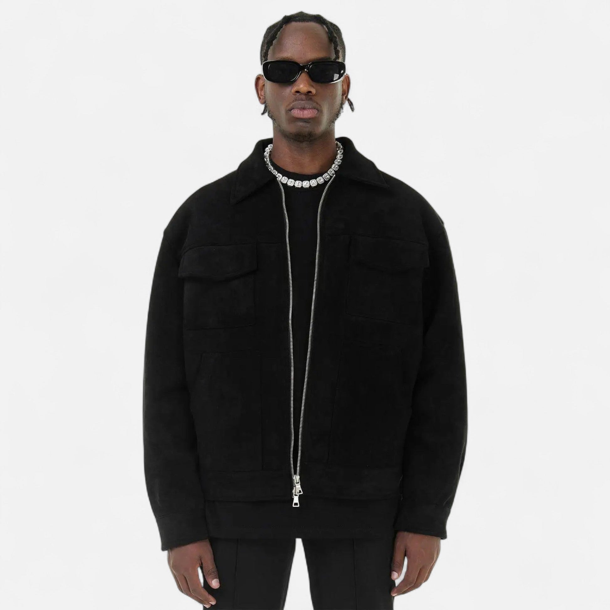 Men’s Refined Street-inspired Loose-Fit Suede Jacket