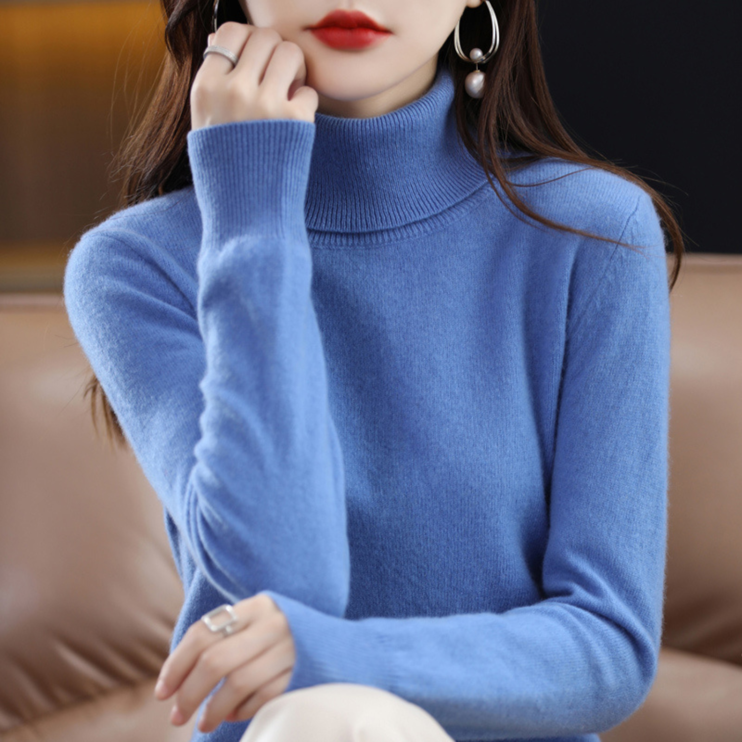 Women's Fashion Outdoor Warmth Knitted Roll Neck Sweater