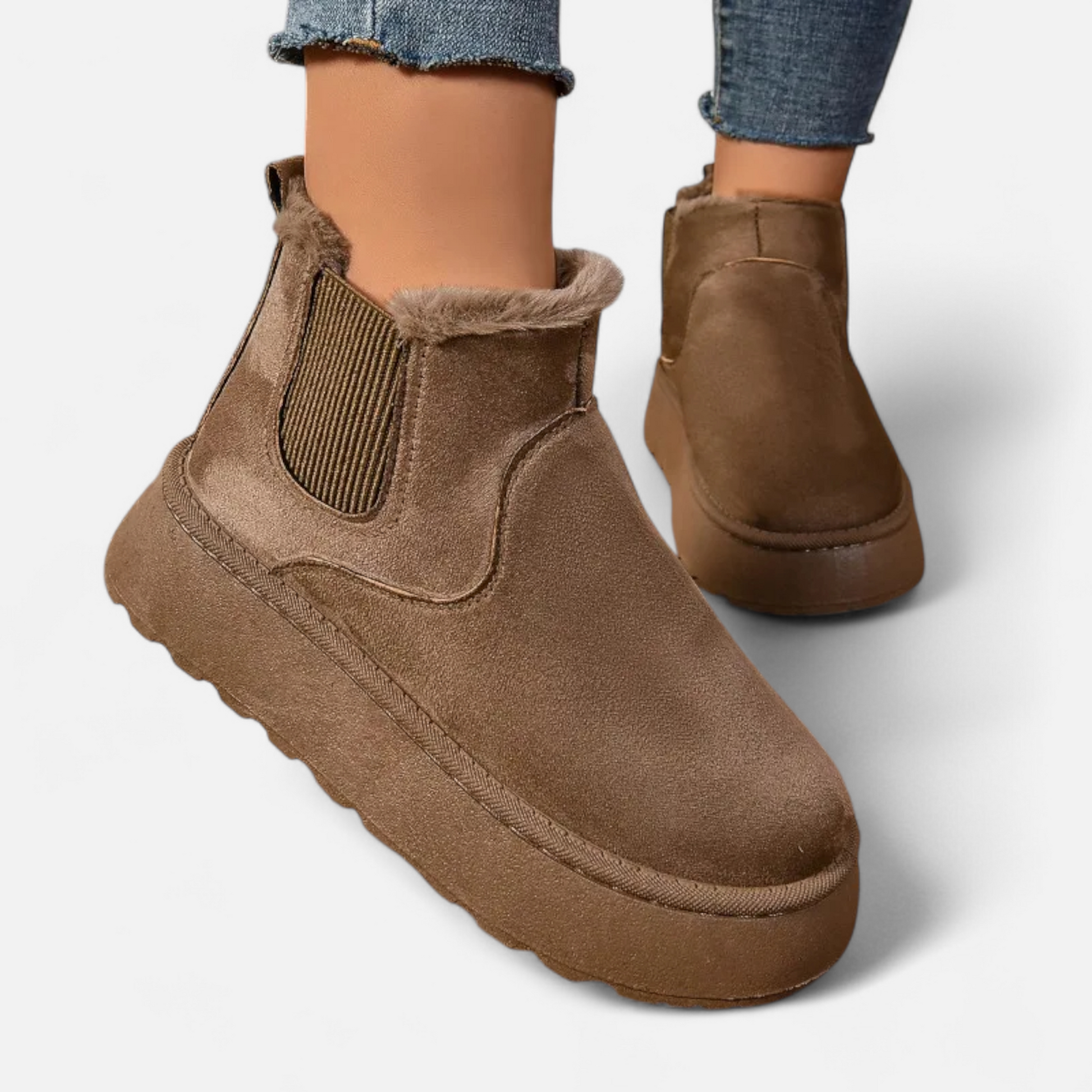 Women’s Timeless Short Plush Platform Chelsea Warm Ankle Boots