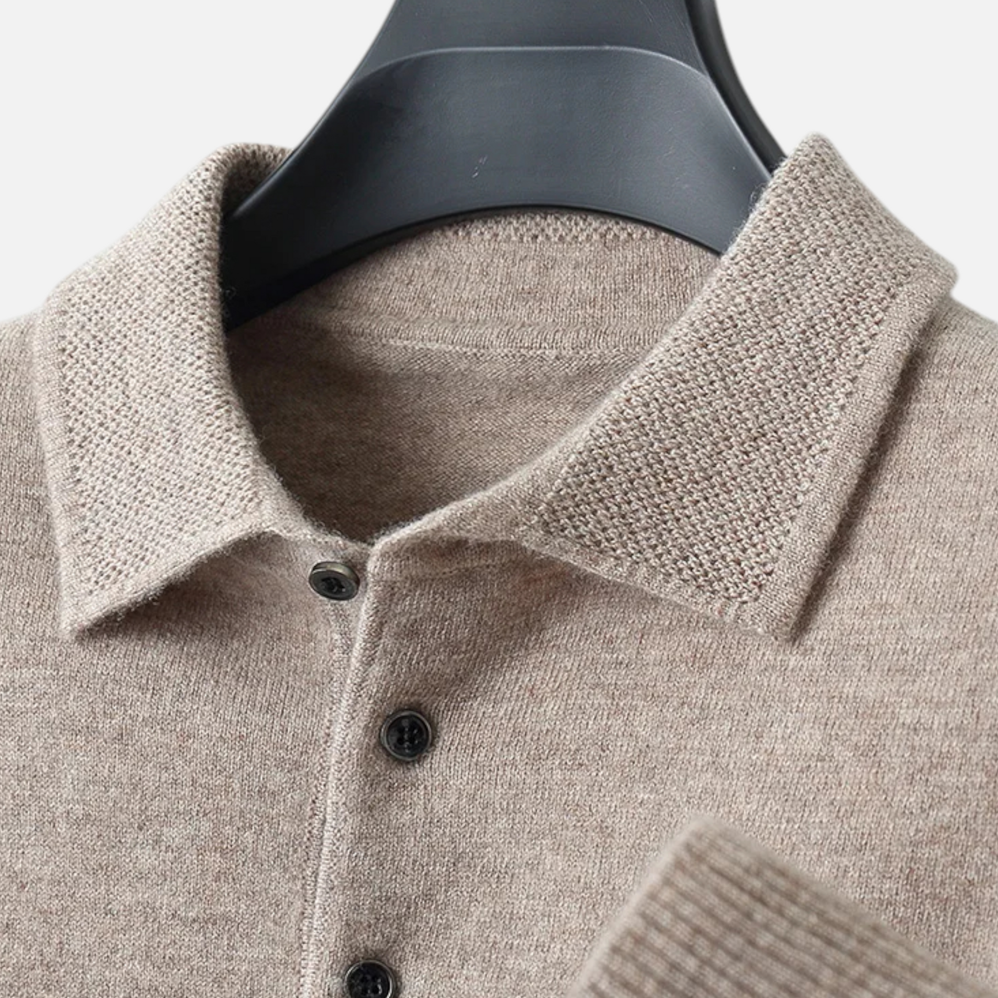 Men’s Casual Button Merino Wool Polo-Collar Sweater