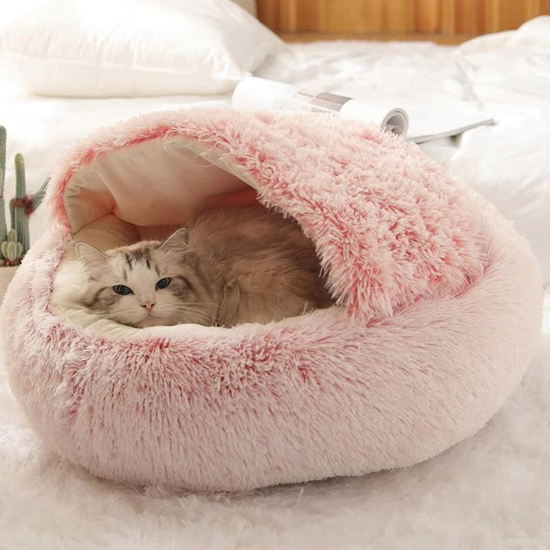Pet Cave Bed Ultra Soft Plush Cat Dog Enclosed Lounger - Image 6
