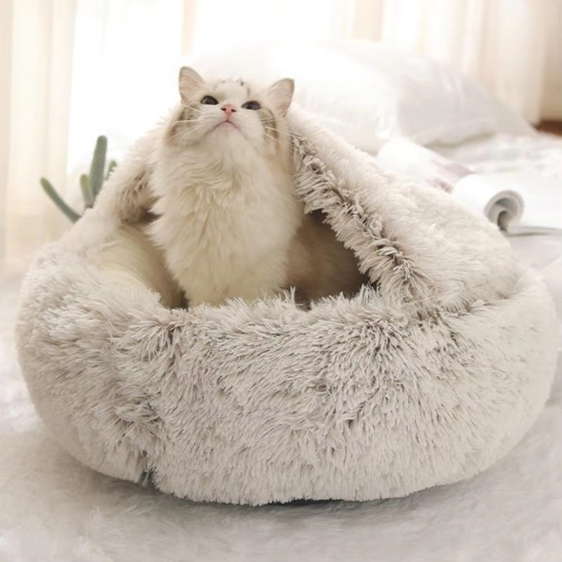 Pet Cave Bed Ultra Soft Plush Cat Dog Enclosed Lounger - Image 4