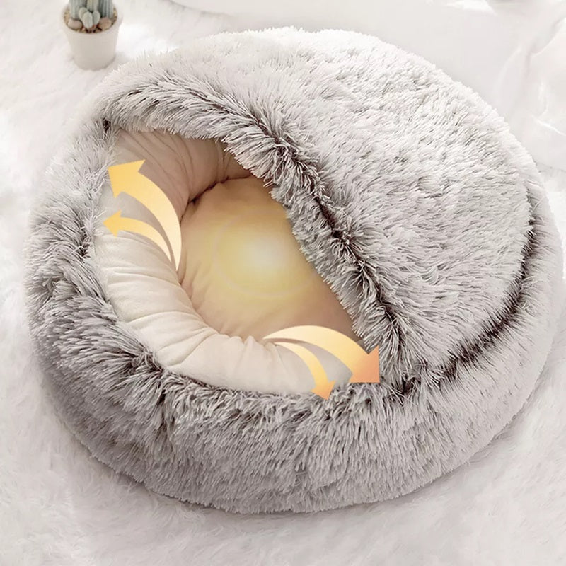 Pet Cave Bed Ultra Soft Plush Cat Dog Enclosed Lounger - Image 9
