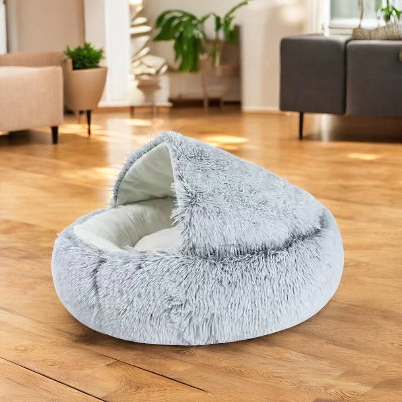 Pet Cave Bed Ultra Soft Plush Cat Dog Enclosed Lounger - Image 3