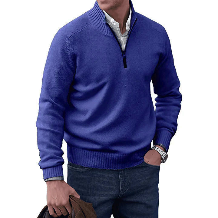 Men's Classic Long Sleeves Quarter Zipper Up Sweater