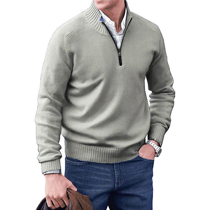 Men's Classic Long Sleeves Quarter Zipper Up Sweater