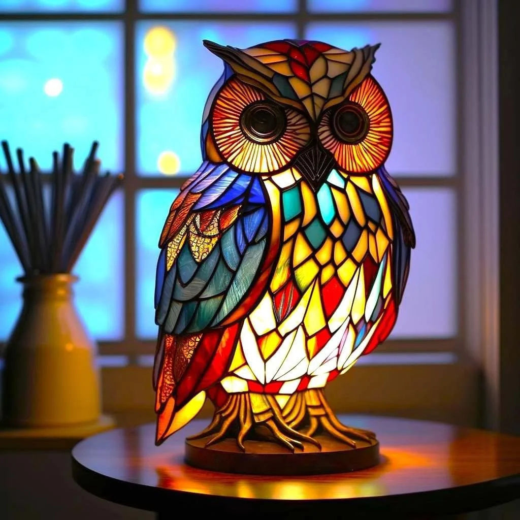 Stained Glass Table Lamp Animal Decorative Light - Image 5