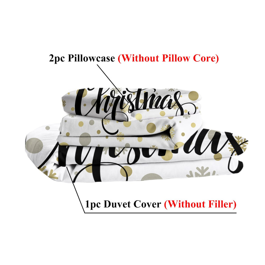 Christmas Microfiber Duvet Cover Set Snowflake Print - Image 6
