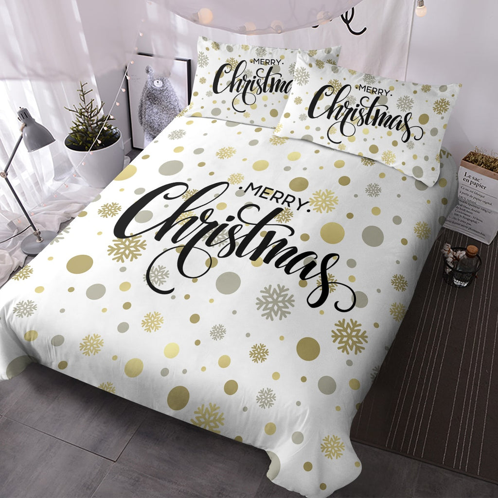 Christmas Microfiber Duvet Cover Set Snowflake Print - Image 8