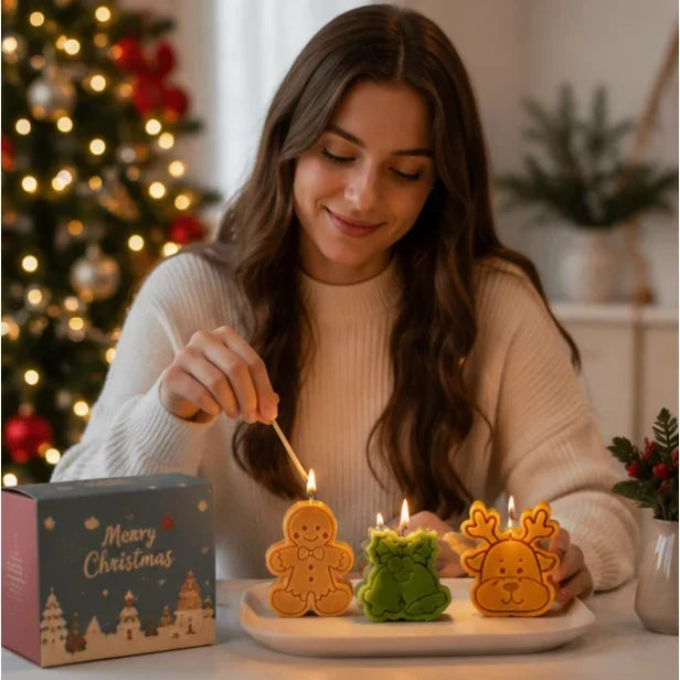 4 Piece Festive Shaped Christmas Candles Scented - Image 13