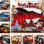 3 Piece Polyester Christmas Duvet Cover Set Digital Print