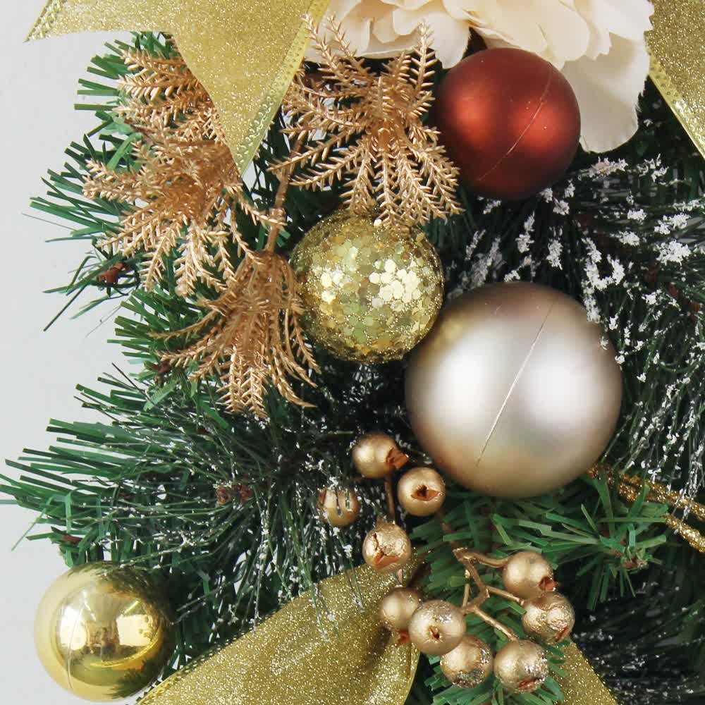 Artificial Pine Christmas Garland Gold Mesh Ribbon - Image 10