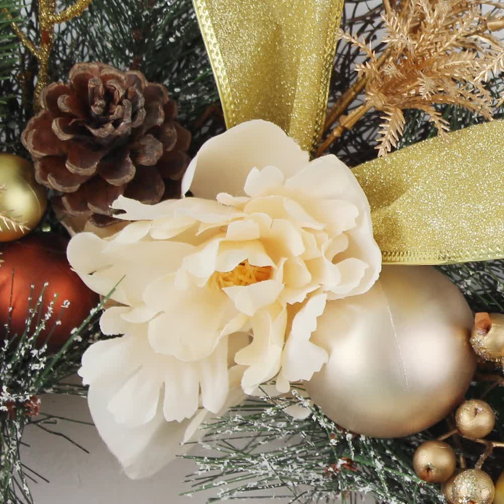 Artificial Pine Christmas Garland Gold Mesh Ribbon - Image 11