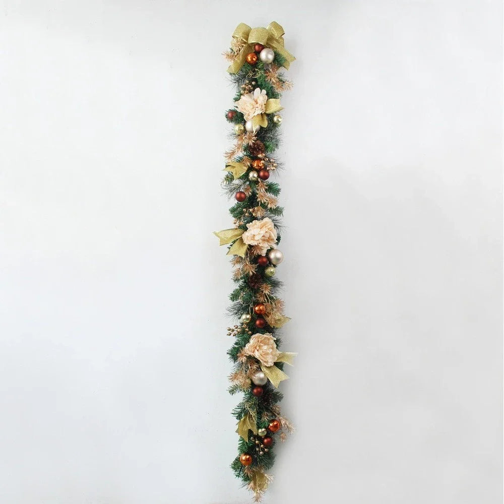 Artificial Pine Christmas Garland Gold Mesh Ribbon - Image 13
