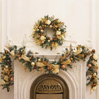 Artificial Pine Christmas Garland Gold Mesh Ribbon - Image 4