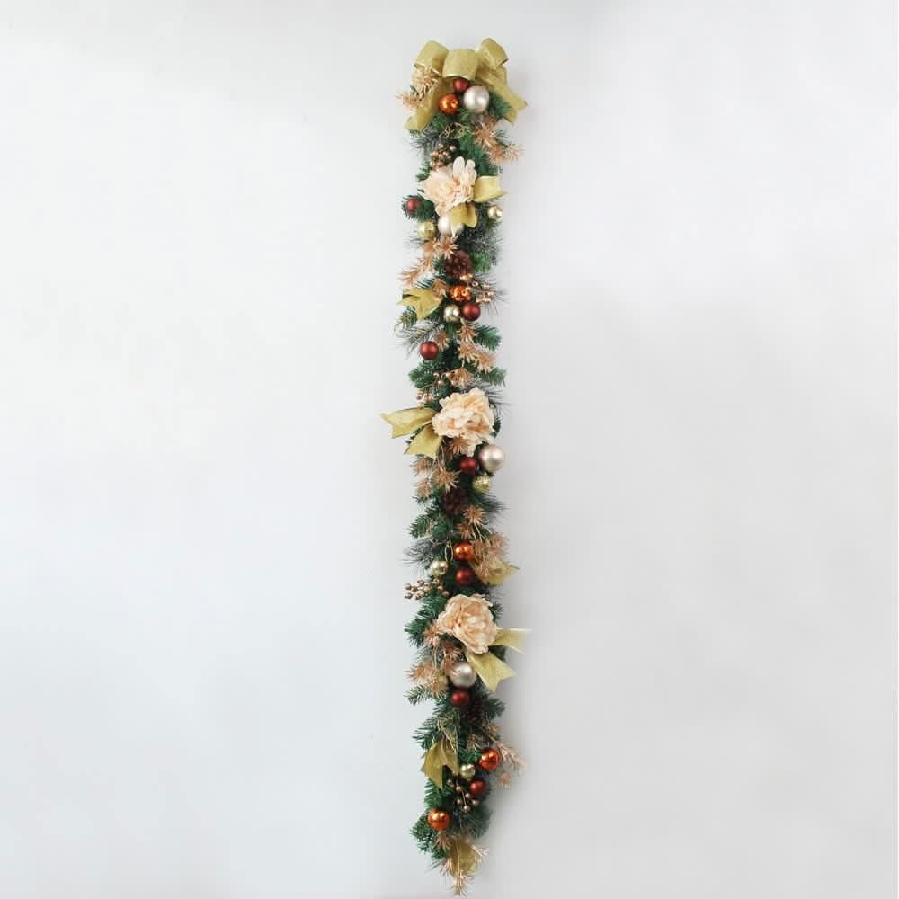 Artificial Pine Christmas Garland Gold Mesh Ribbon - Image 9