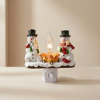 Snowman Campfire Resin Night Light Plug In Flickering Flame