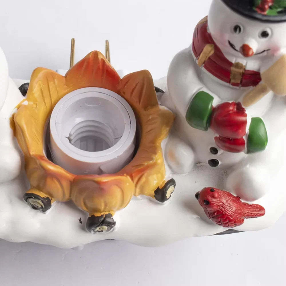 Snowman Campfire Resin Night Light Plug In Flickering Flame - Image 4