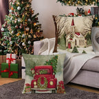 Square Polyester Linen Christmas Pillow Cover 18x18 Hidden Zipper