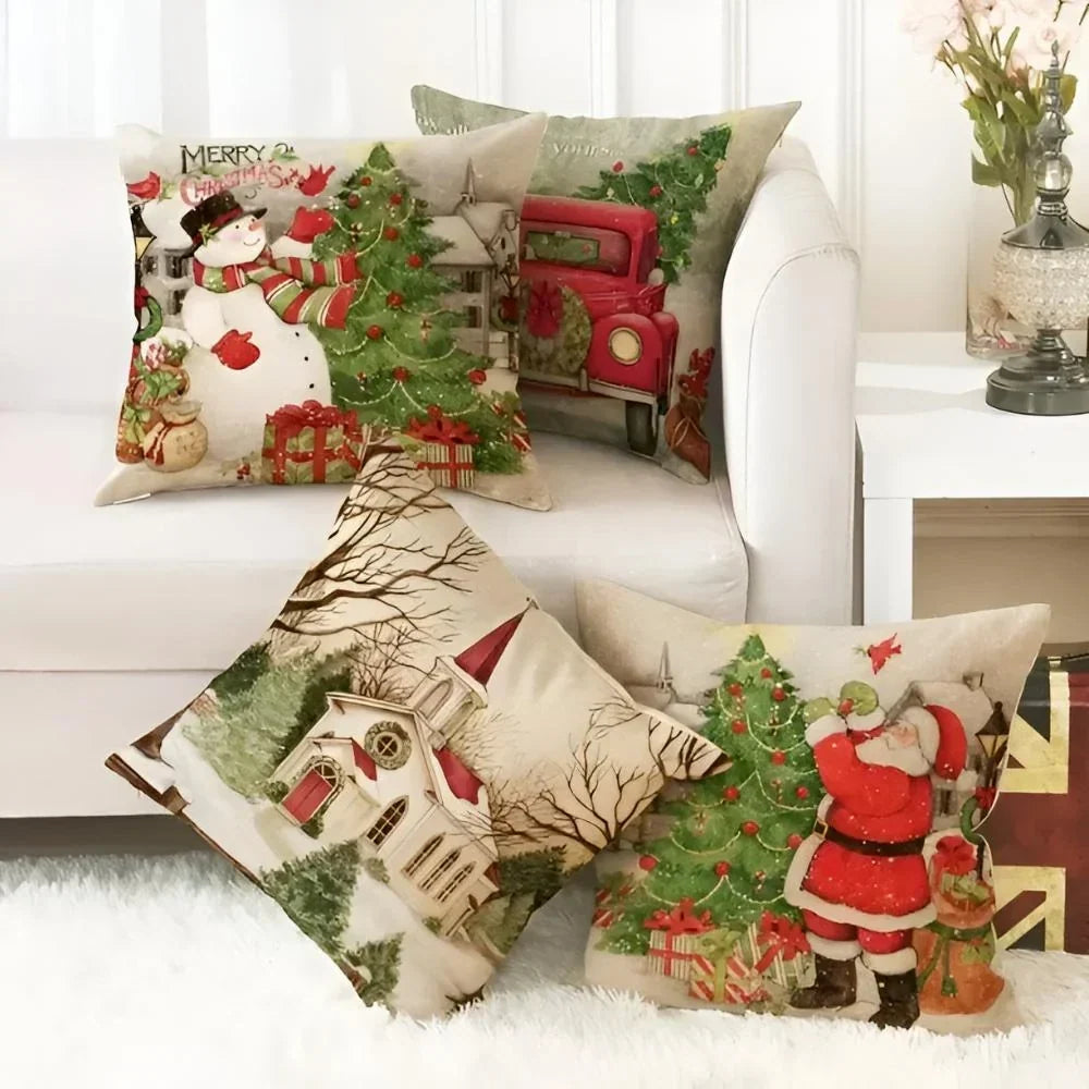 Square Polyester Linen Christmas Pillow Cover 18x18 Hidden Zipper - Image 2