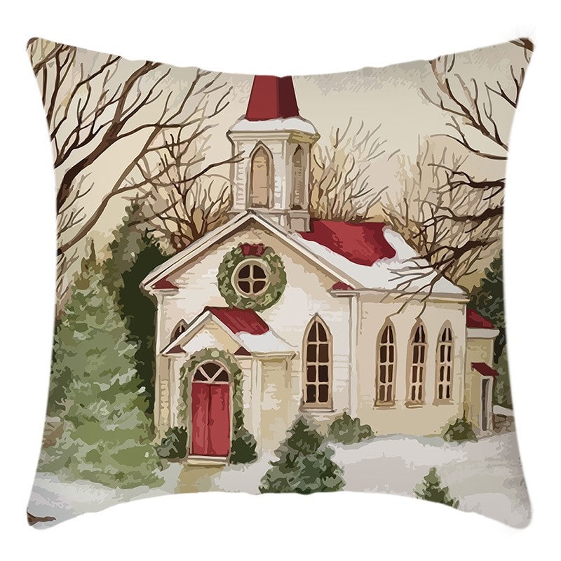 Square Polyester Linen Christmas Pillow Cover 18x18 Hidden Zipper - Image 3