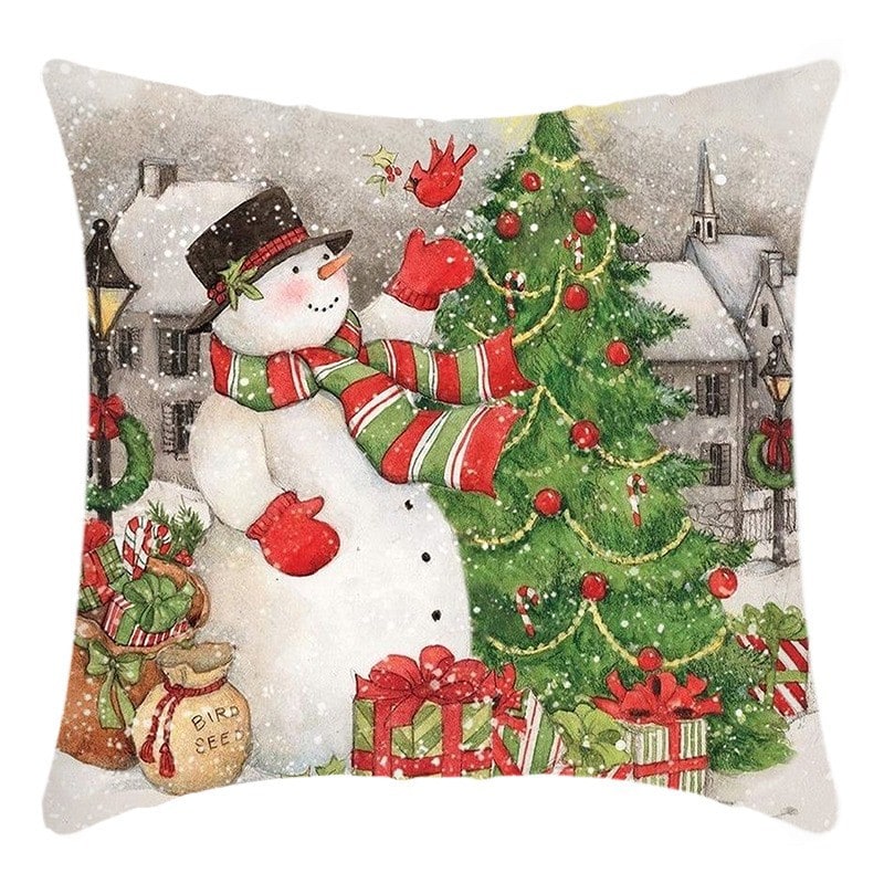 Square Polyester Linen Christmas Pillow Cover 18x18 Hidden Zipper - Image 4
