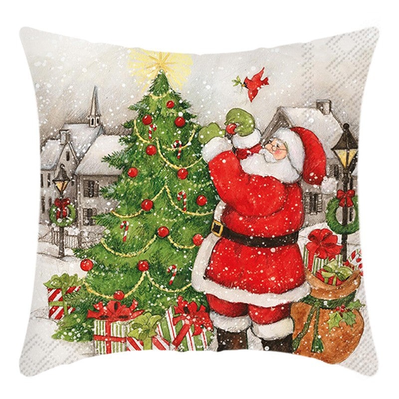 Square Polyester Linen Christmas Pillow Cover 18x18 Hidden Zipper - Image 6
