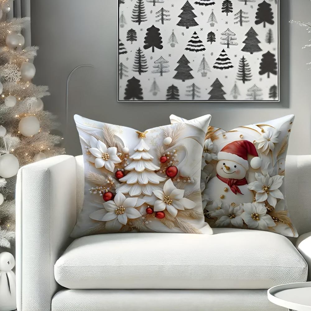 4 Pack Square Christmas Throw Pillow Covers 3D Printed - Image 4