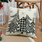 4 Piece Square Linen Look Christmas Pillow Covers Hidden Zipper - Image 3