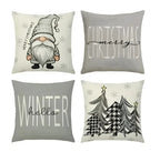 4 Piece Square Linen Look Christmas Pillow Covers Hidden Zipper - Image 9