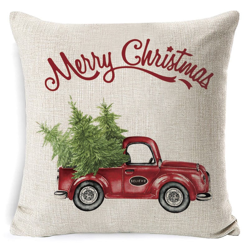 Square Linen Look Christmas Pillow Covers 45x45cm - Image 16