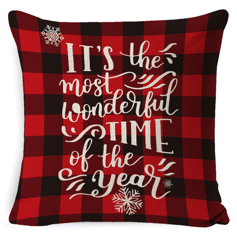 Square Linen Look Christmas Pillow Covers 45x45cm - Image 18