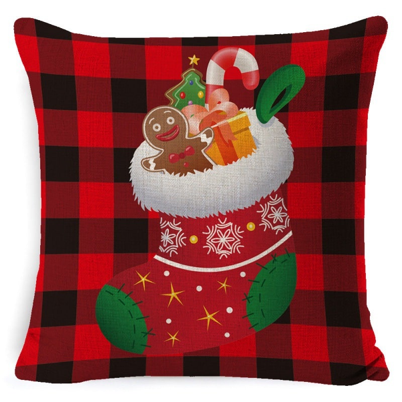 Square Linen Look Christmas Pillow Covers 45x45cm - Image 2