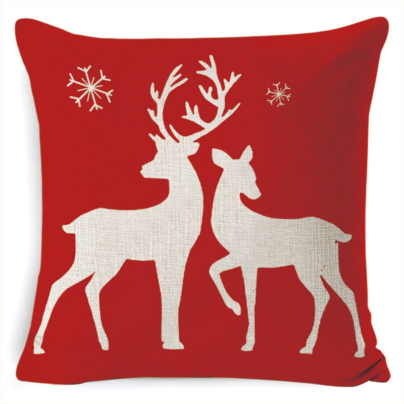 Square Linen Look Christmas Pillow Covers 45x45cm - Image 22