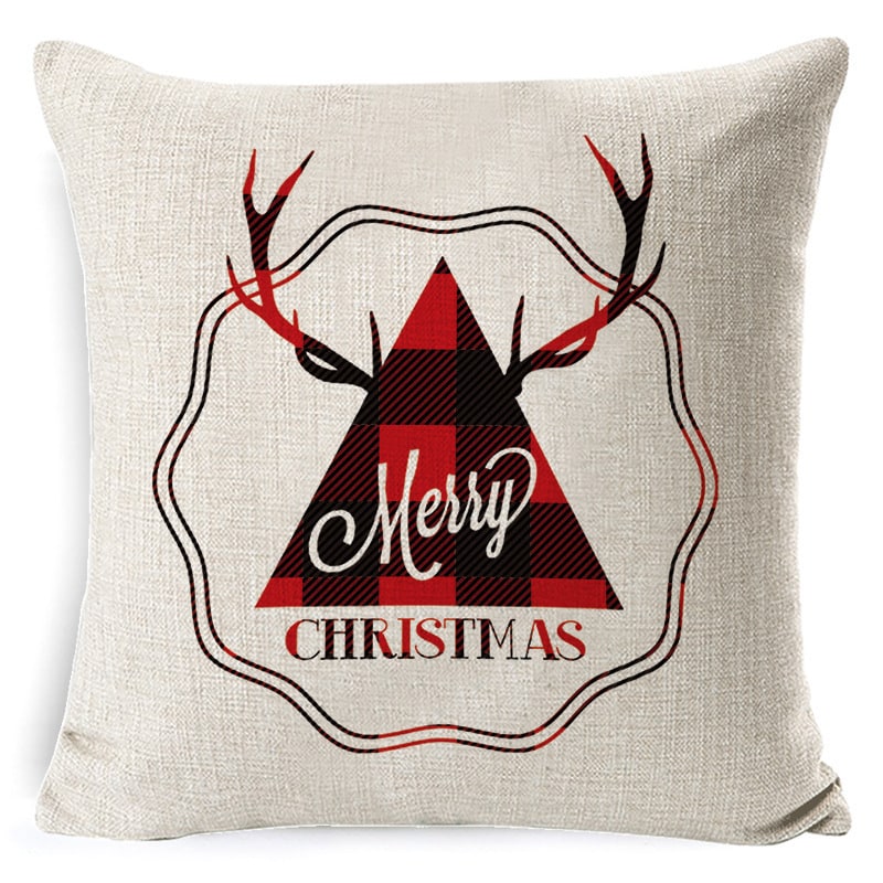 Square Linen Look Christmas Pillow Covers 45x45cm - Image 24