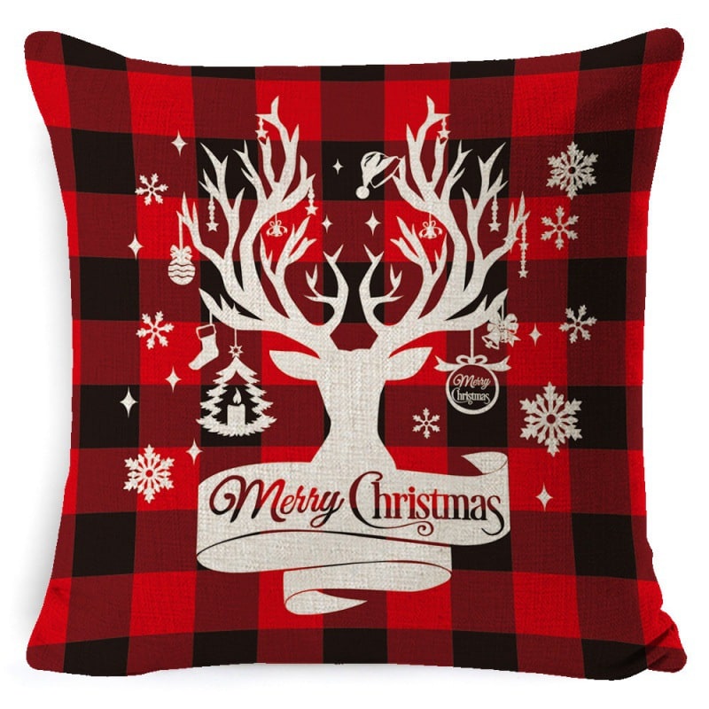 Square Linen Look Christmas Pillow Covers 45x45cm - Image 27