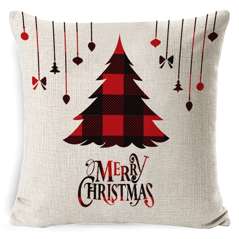 Square Linen Look Christmas Pillow Covers 45x45cm - Image 28