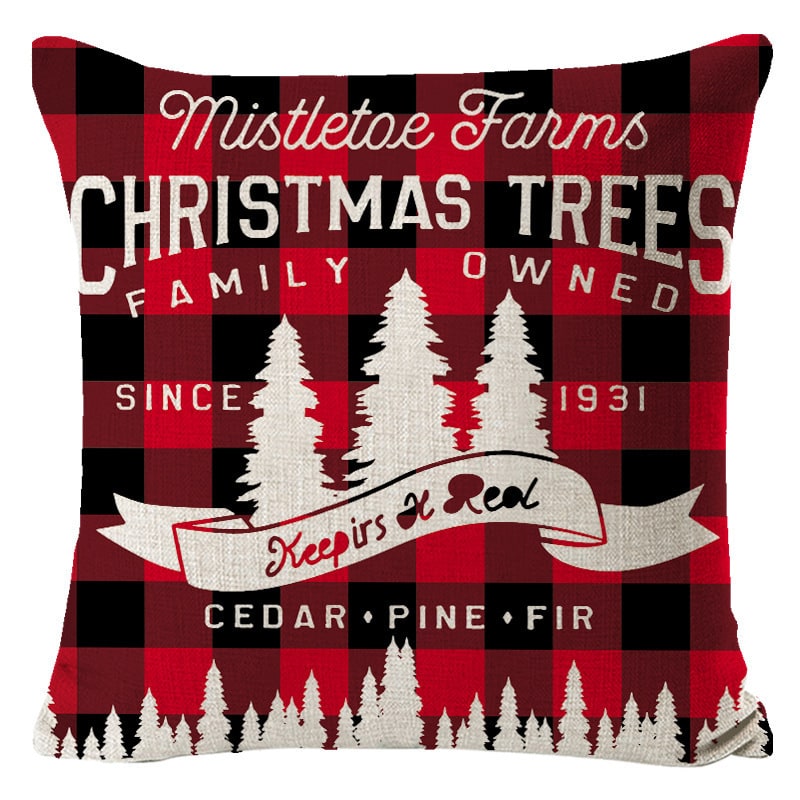 Square Linen Look Christmas Pillow Covers 45x45cm - Image 29
