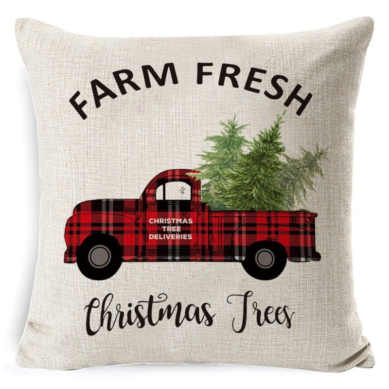 Square Linen Look Christmas Pillow Covers 45x45cm - Image 32