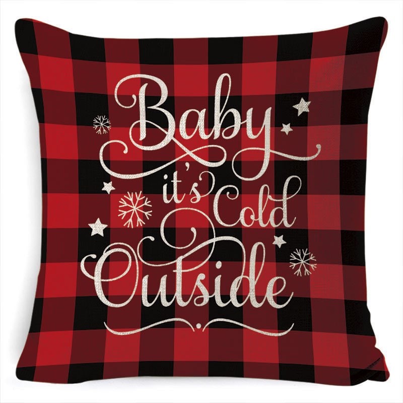 Square Linen Look Christmas Pillow Covers 45x45cm - Image 33