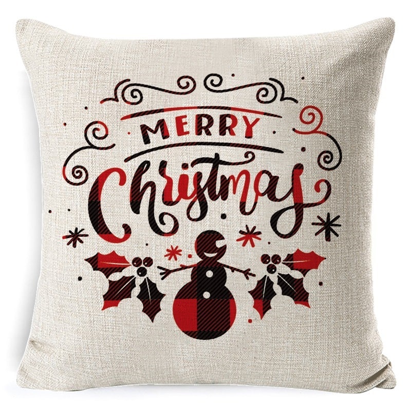 Square Linen Look Christmas Pillow Covers 45x45cm - Image 35
