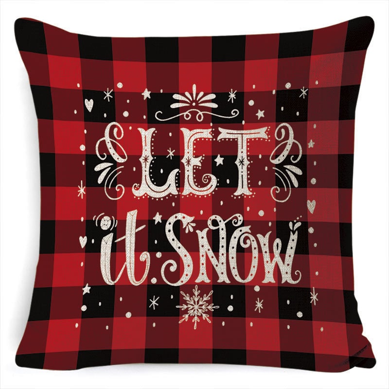 Square Linen Look Christmas Pillow Covers 45x45cm - Image 6