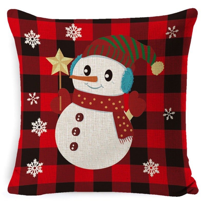 Square Linen Look Christmas Pillow Covers 45x45cm - Image 9